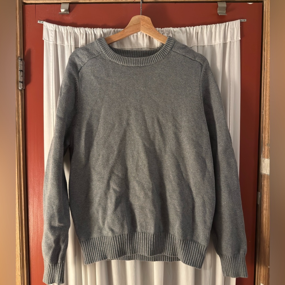 J. Crew Heritage Cotton Crew Neck Sweater in Heather Steel Large